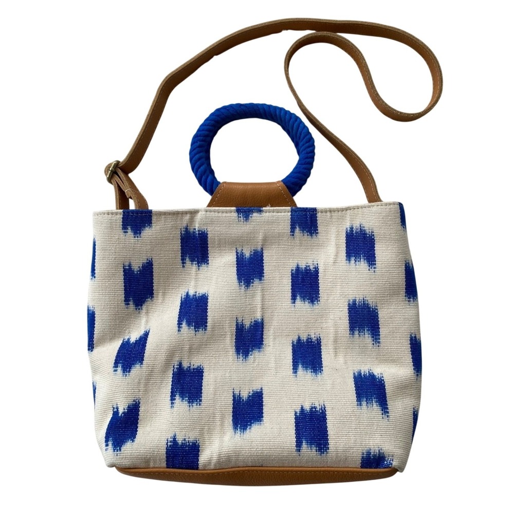 Mercado Global‎ Dalia Ikat Tote Bag Women Small Blue Coastal Nautical Crossbody